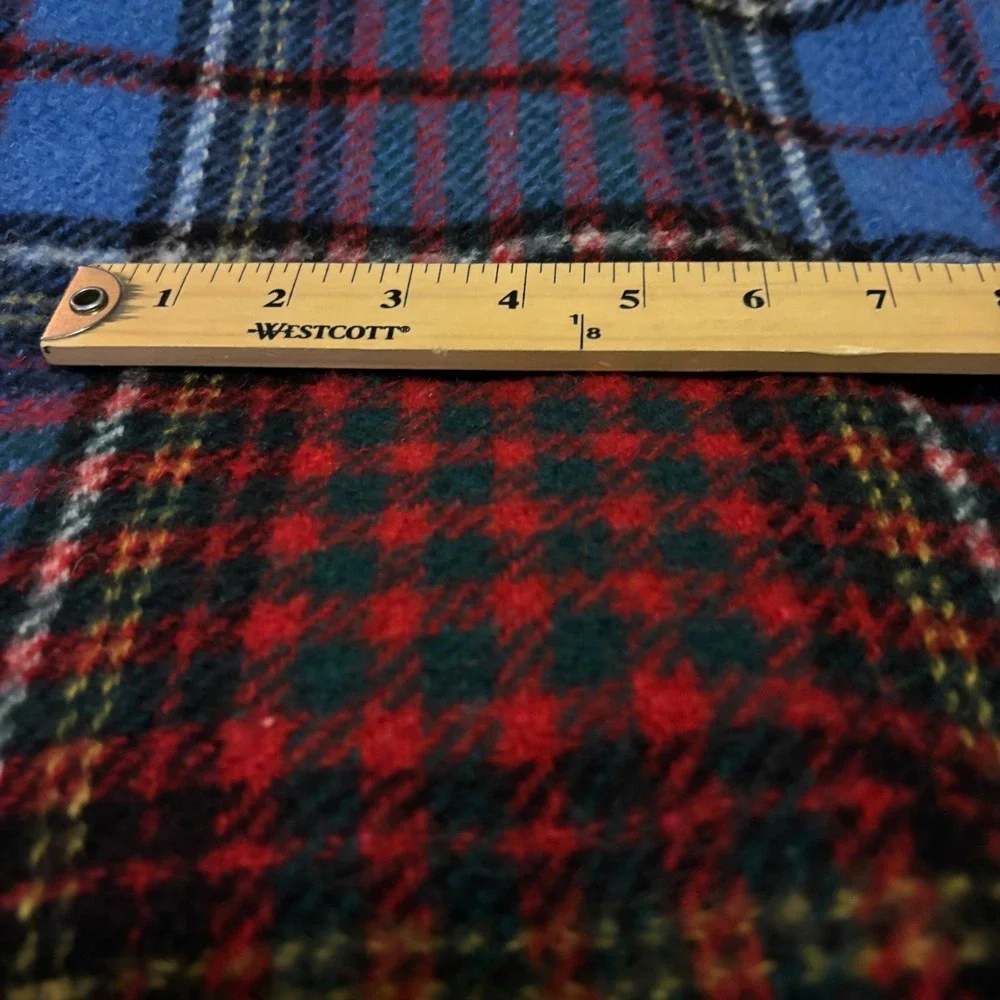 100% Wool Vintage Anderson Tartan Throw Blanket Travel Rug Bronte Tweed Blue Red